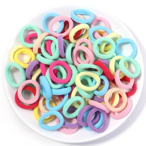 Macro shot of colorful high-elasticity hair ties with soft textured knitted fabric