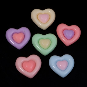 Set of 6 colorful 3D resin heart charms for DIY phone cases and hair accessories