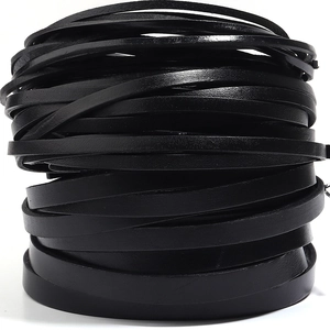 Rouleau de cordon plat en cuir véritable noir pour artisanat DIY et bijoux accessoires