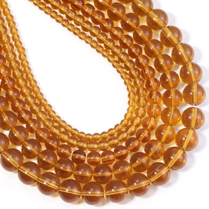 Perles rondes en verre transparent ambré de différentes tailles pour bijoux artisanaux