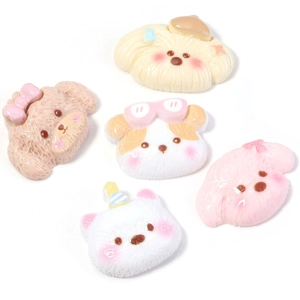 Abalorios de resina de perritos y gatitos para fundas de móvil DIY y accesorios para el pelo