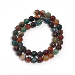 Detailed view of polished natural peacock striped agate beads for DIY jewelry making