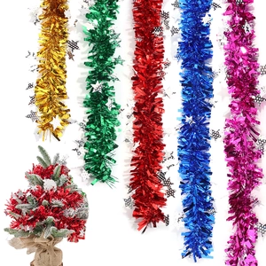 Metallic Christmas Tinsel Garland With Star Sequins Shiny Hanging Decoration For Party Wedding Birthday Xmas Tree Ornaments