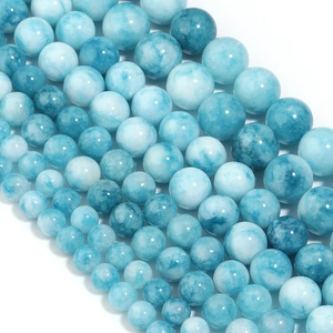 Polished blue sea sediment jasper round loose beads for DIY jewelry making and bracelets
