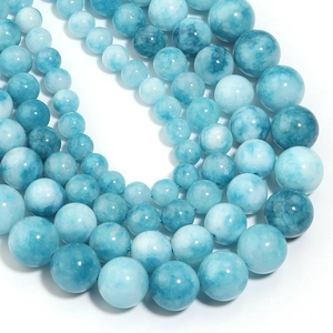 Natural blue Larimar round beads for DIY jewelry making in various sizes with ocean texture