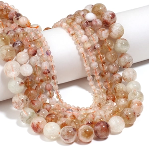 Perles rondes en quartz jaune naturel pour la création de bijoux DIY avec inclusions