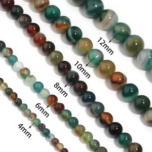 Natural peacock striped agate beads in 4mm to 12mm sizes for DIY jewelry making
