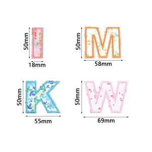 Floral alphabet embroidery patches I, M, K, W for DIY clothing and hat decorations