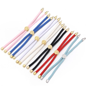 Bracelets tressés réglables avec breloques arbre de vie plaqué or en plusieurs couleurs