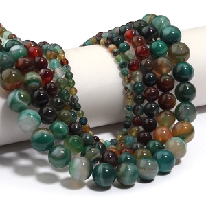 Polished peacock striped agate round beads strands for DIY jewelry making in multiple sizes