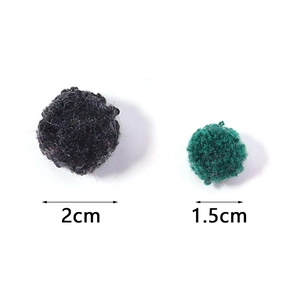 Pompons en peluche pour loisirs créatifs en noir 2 cm et vert foncé 1,5 cm
