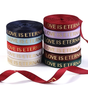 DIY colorful Christmas bouquet ribbon with gold LOVE IS ETERNAL printed lettering