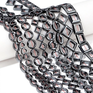 Hematite Loose Beads Metallic Black Geometric Hollow Square Heart Round Shapes For DIY Necklace Bracelet Jewelry Making
