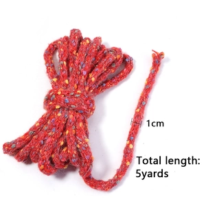 Red 1cm colorful speckled knit rope for DIY crafts, 5 yards long braided cord