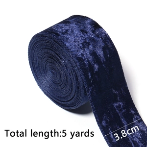 5 Yards of 3.8cm deep blue glitter velvet ribbon roll for DIY crafts and hair accessories