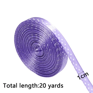 Polka dot lavender polyester ribbon for gift wrapping 1cm width and 20 yards long
