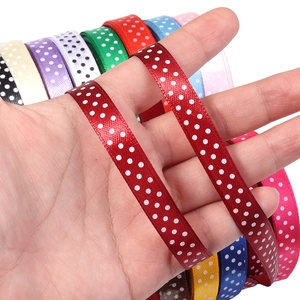 Polka dot polyester satin ribbons in multiple colors for DIY gift wrapping and decoration