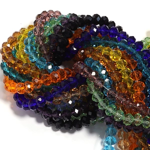 Colorful faceted crystal glass spacer beads for DIY jewelry making and handmade crafts