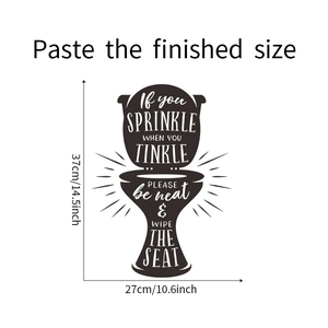 Detailed dimension guide for M-65 toilet wall sticker showing 37cm height and 27cm width