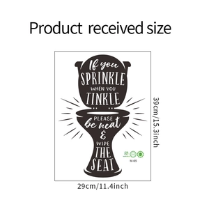 Detailed dimensions of M-65 humor toilet sticker in 29x39cm size for bathroom decor