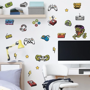 Cartoon Game Controller VR Headset Wall Sticker For Boys Bedroom Decor PVC Waterproof Game Zone Wall Decals Gamer Home Decoration