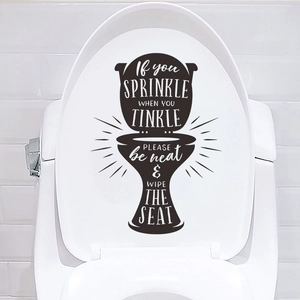 Minimalist black M-65 toilet seat sticker with creative English slogan bathroom decor