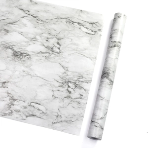Self-adhesive white marble wallpaper roll for modern wall and furniture renovation