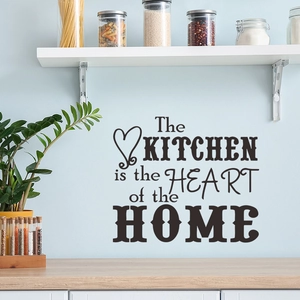 Creative kitchen wall sticker with the quote The KITCHEN is the HEART of the HOME