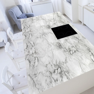 Self-adhesive white marble stone texture wallpaper for kitchen island surface renovation