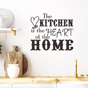 Modern Kitchen Wall Sticker The Kitchen Is The Heart Of The Home Slogan PVC Removable DIY Art Decal For Dining Room Decor