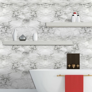 Self-adhesive white marble texture wallpaper for modern bathroom wall decoration