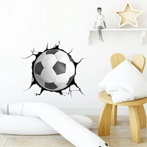 3D Soccer Broken Wall Sticker PVC Removable Vinyl Mural Art Decal For Kids Room Bedroom Living Room Sports Home Decoration