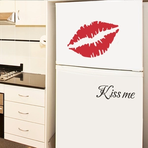 Romantic red lips and Kiss Me wall stickers for bedroom and home refrigerator decor