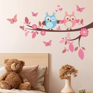Adesivi murali con gufi e farfalle per la decorazione della camera dei bambini