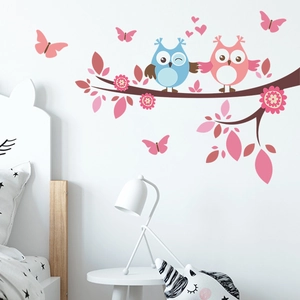 Adesivi murali gufo e farfalla per decorazione pareti camera dei bambini