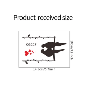 Cartoon birds wall sticker showing product dimensions 14.5x10cm for home decor