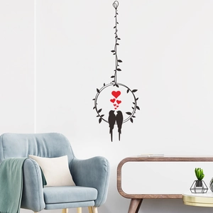 Romantic Couple Birds Heart Wall Sticker Removable PVC DIY Art Decal For Bedroom Living Room Home Aesthetic Wall Decor