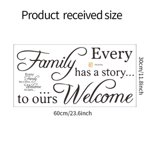 Detail showing the Family wall sticker layout with size dimensions of 60cm x 30cm