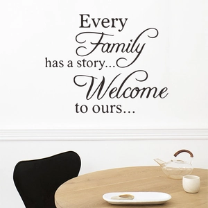 Family wall sticker with text Every Family Has a Story for living room decor
