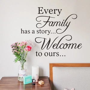 Family Quote Wall Sticker Removable PVC Artistic Lettering For Living Room Bedroom Minimalist Home Decor Welcome To Ours