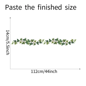 Detailed size specifications for ivy leaf skirting wall decals measuring 112cm by 14cm