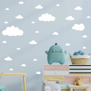Minimalist white cloud wall stickers for children nursery room and bedroom decor
