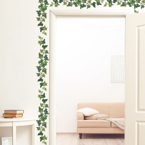 Self-adhesive green ivy leaf wall stickers for home door frame and corner decoration