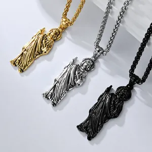 Collana con Ciondolo San Giuda in Acciaio Inossidabile Retrò per Uomo Saint Jude Thaddeus Amuleto Religioso Gioielli Catena
