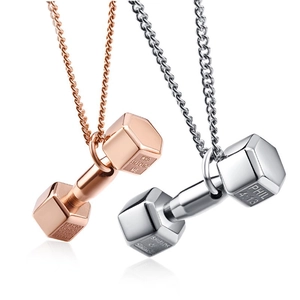 Collier Pendentif Haltère Sport en Acier Titane pour Couples Musculation Fitness Versets Inspirants Chaîne Maillons Bijoux Cadeau pour Hommes Femmes
