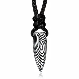 Pendentif Balle Empreinte Digitale en Acier Inoxydable Vintage pour Homme Texture Géométrique Pendentif Seul