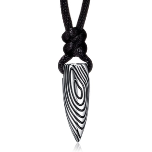 Collier pendentif balle en acier titane pour hommes avec gravure d'empreinte et cordon noir