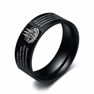 Anillo de Escritura Tailandesa Sak Yant Cinco Líneas Vintage Para Hombres Mujeres Acero de Titanio Amuleto Religioso Banda Pulida Joyería