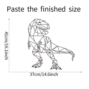 Dimensions détaillées du sticker dinosaure indiquant la taille de pose hauteur 41cm largeur 37cm