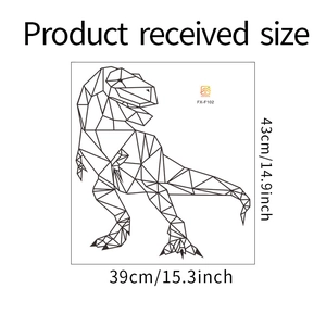 Dimensions détaillées du sticker mural dinosaure T-Rex géométrique pour enfants